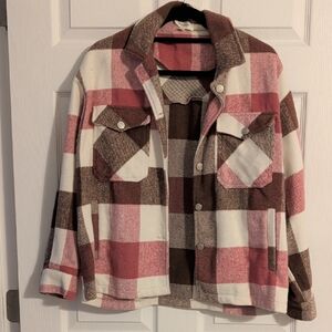 Bohme Pink and Brown Plaid Jacket